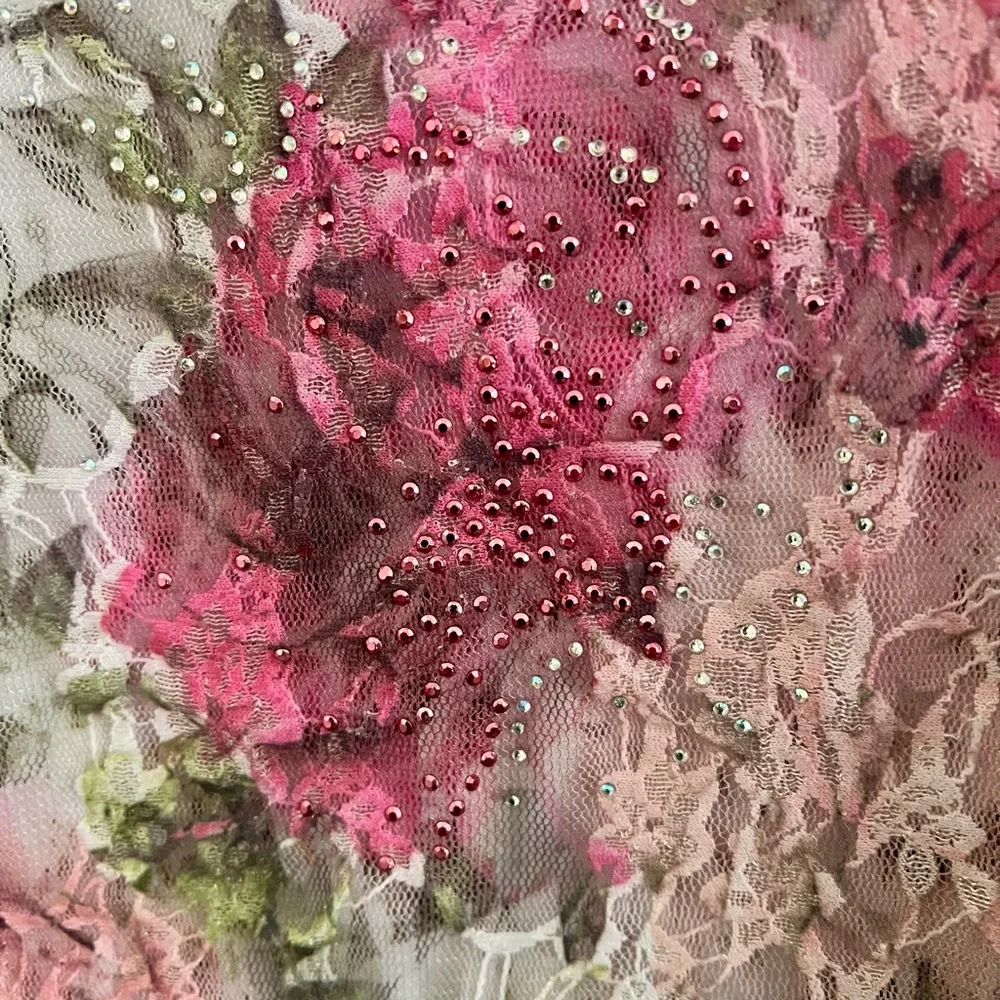 ROZ & ALI SOFT FLORAL LACE OVERLAY BLOUSE - Picture 3 of 5